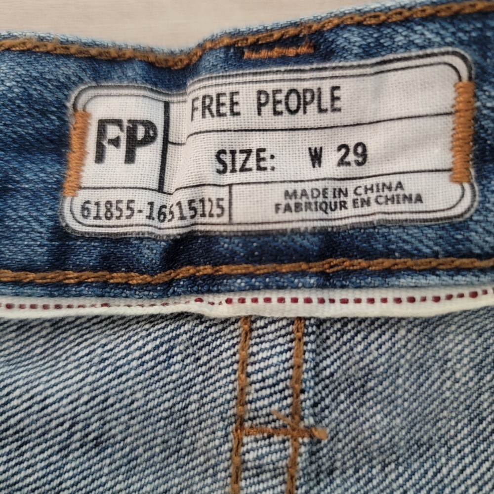 Free People Blue Distressed Jean Shorts - Picture 3 of 9